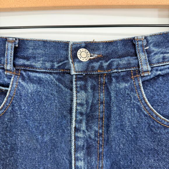 Vintage Calvin Made In the USA Raw Hem Denim Mini Cotton Skirt Y2K Womens 7/8 - Picture 2 of 8